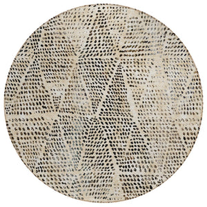 HomeRoots 5' Modern Geometric Area Rug in Beige, Ivory & Black - Washable, Versatile Indoor/Outdoor Style 8' Round 577549