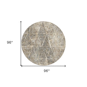 Homeroots 3' Artichoke Green Geometric Washable Area Rug - Durable Indoor Outdoor Design For Versatile Spaces 8' Round Polyester 577549