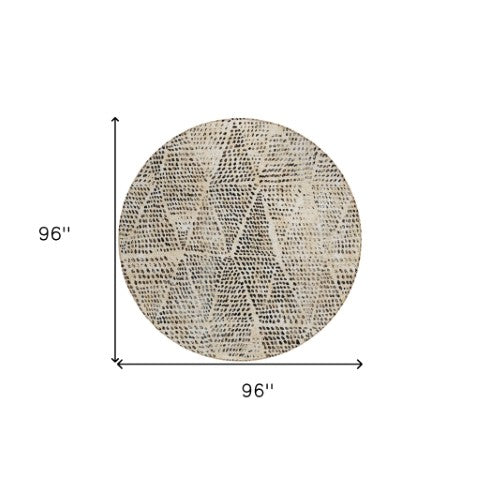 Homeroots 3' Artichoke Green Geometric Washable Area Rug - Durable Indoor Outdoor Design For Versatile Spaces 8' Round Polyester 577549