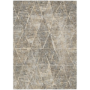 HomeRoots 9' Geometric Beige Ivory and Black Washable Area Rug for Indoor Outdoor Use - Durable & Stylish Decor 9' X 12' 577551