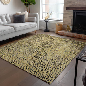 Homeroots 3' Artichoke Green Geometric Washable Area Rug - Durable Indoor Outdoor Design For Versatile Spaces 3' X 5' Polyester 577553
