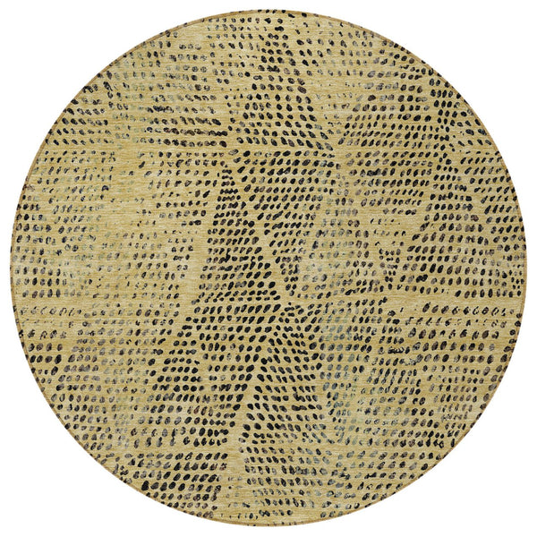 Homeroots 3' Artichoke Green Geometric Washable Area Rug - Durable Indoor Outdoor Design For Versatile Spaces 8' Round Polyester 577555