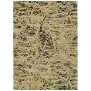 HomeRoots 9' Modern Geometric Area Rug in Gold, Black, and Charcoal – Durable, Washable for Indoor & Outdoor Use 9' X 12' 577557