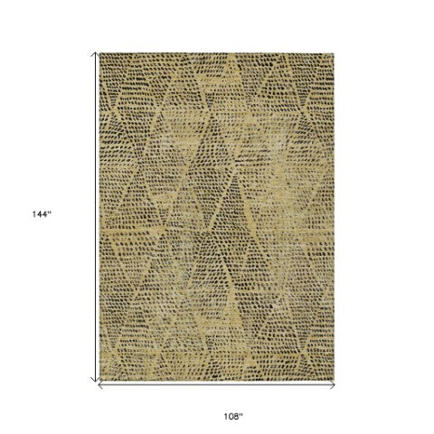 Homeroots 3' Artichoke Green Geometric Washable Area Rug - Durable Indoor Outdoor Design For Versatile Spaces 9' X 12' Polyester 577557
