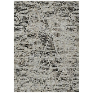 HomeRoots 5' Geometric Washable Area Rug in Gray, Beige & Black - Stylish Indoor & Outdoor Essential 5' X 8' 577560