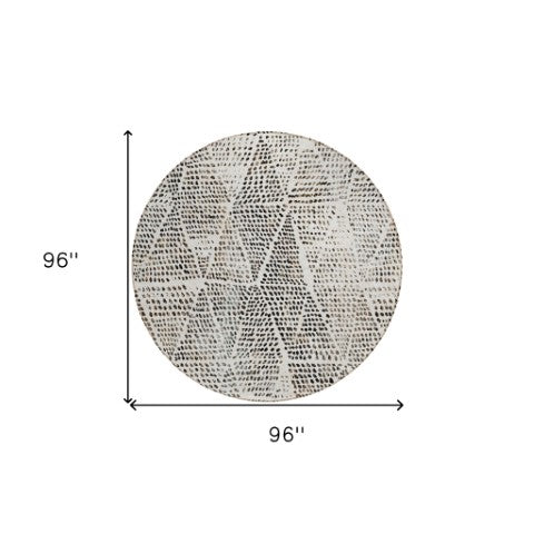 Homeroots 3' Artichoke Green Geometric Washable Area Rug - Durable Indoor Outdoor Design For Versatile Spaces 8' Round Polyester 577567