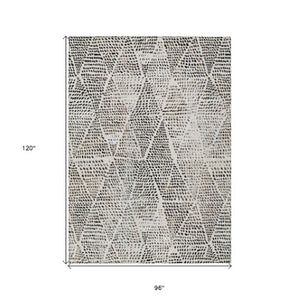 Homeroots 3' Artichoke Green Geometric Washable Area Rug - Durable Indoor Outdoor Design For Versatile Spaces 8' X 10' Polyester 577568