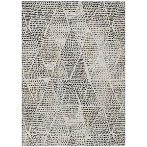 HomeRoots 9' Stylish Ivory Charcoal and Beige Geometric Washable Indoor/Outdoor Area Rug for High Traffic Spaces 9' X 12' 577569
