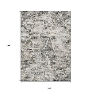 Homeroots 3' Artichoke Green Geometric Washable Area Rug - Durable Indoor Outdoor Design For Versatile Spaces 9' X 12' Polyester 577569