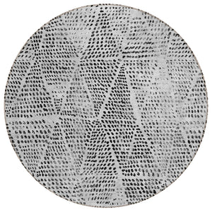 HomeRoots 5' Modern Geometric Indoor Outdoor Area Rug in Pewter, Charcoal & Ivory - Durable, Washable Design 8' Round 577573