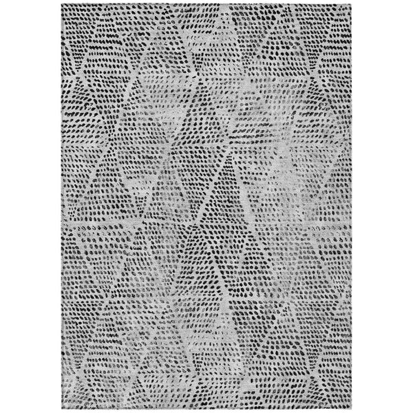 HomeRoots 9' Stylish Washable Geometric Area Rug in Pewter Charcoal and Ivory for Indoor and Outdoor Use 9' X 12' 577575