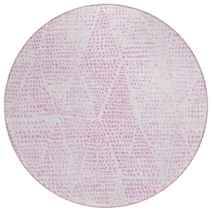 HomeRoots 5' Modern Pink and Ivory Geometric Area Rug – Durable, Washable Design for Indoor & Outdoor Spaces 8' Round 577579