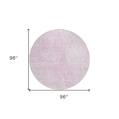 Homeroots 3' Artichoke Green Geometric Washable Area Rug - Durable Indoor Outdoor Design For Versatile Spaces 8' Round Polyester 577579