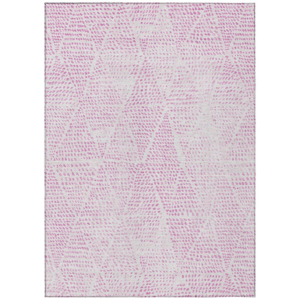 HomeRoots 9' Modern Pink and Ivory Geometric Washable Area Rug - Stylish, Durable for Indoor and Outdoor Use 9' X 12' 577581