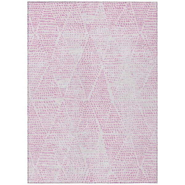 HomeRoots 5' Modern Pink and Ivory Geometric Area Rug – Durable, Washable Design for Indoor & Outdoor Spaces 10' X 14' 577582