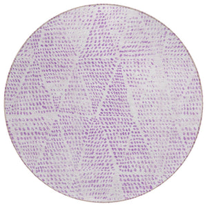 HomeRoots 5' Vibrant Purple and Ivory Geometric Washable Area Rug for Indoor and Outdoor High-Traffic Spaces 8' Round 577585