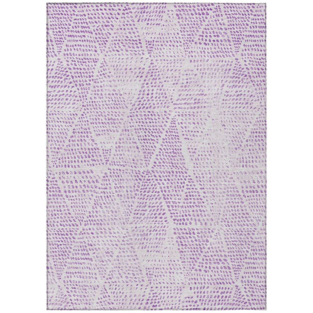 HomeRoots 5' Vibrant Purple and Ivory Geometric Washable Area Rug for Indoor and Outdoor High-Traffic Spaces 10' X 14' 577588