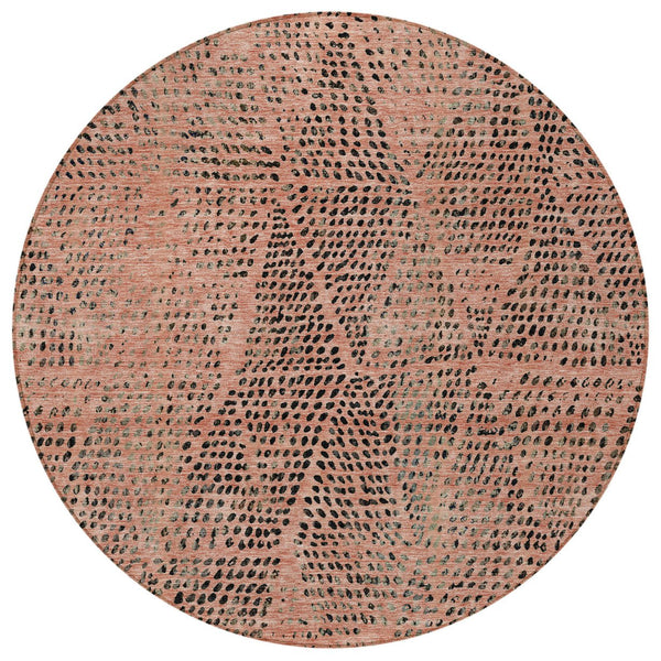 Homeroots 3' Artichoke Green Geometric Washable Area Rug - Durable Indoor Outdoor Design For Versatile Spaces 8' Round Polyester 577591