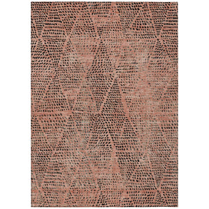 HomeRoots 5' Contemporary Salmon and Charcoal Geometric Area Rug - Washable, Stain-Resistant, Indoor/Outdoor Use 10' X 14' 577594