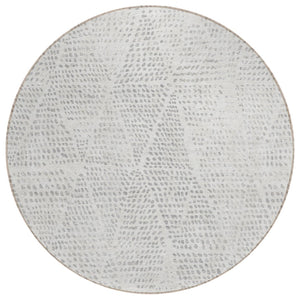 HomeRoots 5' Silver and Ivory Geometric Area Rug - Stylish, Washable, Indoor/Outdoor, Durable for High-Traffic Areas 8' Round 577597