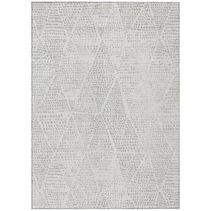HomeRoots 9' Stylish Silver and Ivory Geometric Area Rug - Durable, Washable, Perfect for Indoor and Outdoor Spaces 9' X 12' 577599