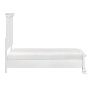 English Elm White Solid Wood Twin Bed Paneled Headboard Sleigh Footboard Traditional Bedroom Frame B011S02484