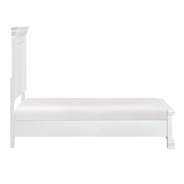 English Elm White Solid Wood Twin Bed Paneled Headboard Sleigh Footboard Traditional Bedroom Frame B011S02484