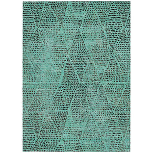 Homeroots 3' Artichoke Green Geometric Washable Area Rug - Durable Indoor Outdoor Design For Versatile Spaces 9' X 12' Polyester 577605