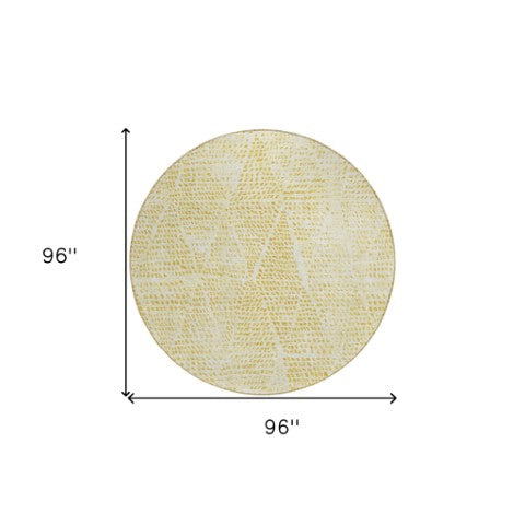 Homeroots 3' Artichoke Green Geometric Washable Area Rug - Durable Indoor Outdoor Design For Versatile Spaces 8' Round Polyester 577609