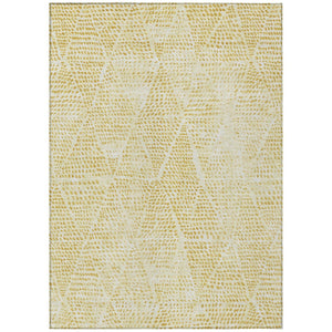 HomeRoots 5' Geometric Wheat Gold & Ivory Area Rug - Stylish, Washable Design for Indoor & Outdoor Spaces 8' X 10' 577610