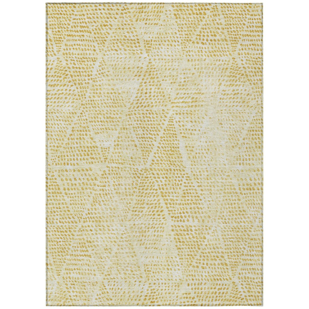 HomeRoots 9' Stylish Wheat Gold and Ivory Geometric Area Rug - Durable, Washable Indoor Outdoor Design for All Spaces 9' X 12' 577611