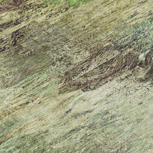 Homeroots 3'' Abstract Washable Indoor Outdoor Area Rug In Beige And Artichoke Green For Versatile Spaces 8' Round Polyester 577615