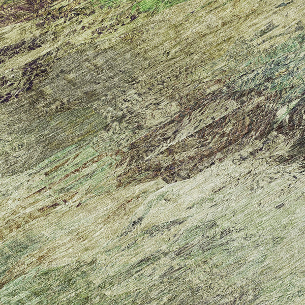 Homeroots 3'' Abstract Washable Indoor Outdoor Area Rug In Beige And Artichoke Green For Versatile Spaces 8' Round Polyester 577615