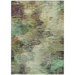 Homeroots 3'' Abstract Washable Indoor Outdoor Area Rug In Beige And Artichoke Green For Versatile Spaces 8' X 10' Polyester 577616