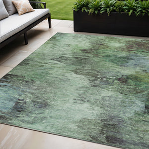 Homeroots 3'' Abstract Washable Indoor Outdoor Area Rug In Beige And Artichoke Green For Versatile Spaces 5' X 8' Polyester 577620