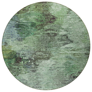 Homeroots 3'' Abstract Washable Indoor Outdoor Area Rug In Beige And Artichoke Green For Versatile Spaces 8' Round Polyester 577621