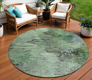 Homeroots 3'' Abstract Washable Indoor Outdoor Area Rug In Beige And Artichoke Green For Versatile Spaces 8' Round Polyester 577621