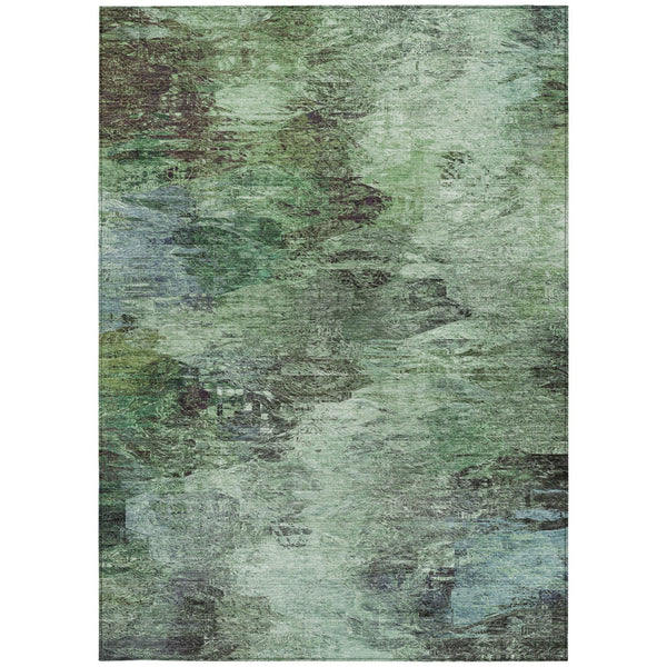 Homeroots 3'' Abstract Washable Indoor Outdoor Area Rug In Beige And Artichoke Green For Versatile Spaces 9' X 12' Polyester 577623