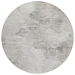 HomeRoots 5' Stylish Silver Gray and Ivory Abstract Area Rug - Durable, Washable for Indoor and Outdoor Use 8' Round 577627