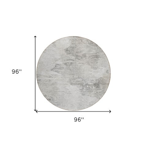 Homeroots 3'' Abstract Washable Indoor Outdoor Area Rug In Beige And Artichoke Green For Versatile Spaces 8' Round Polyester 577627