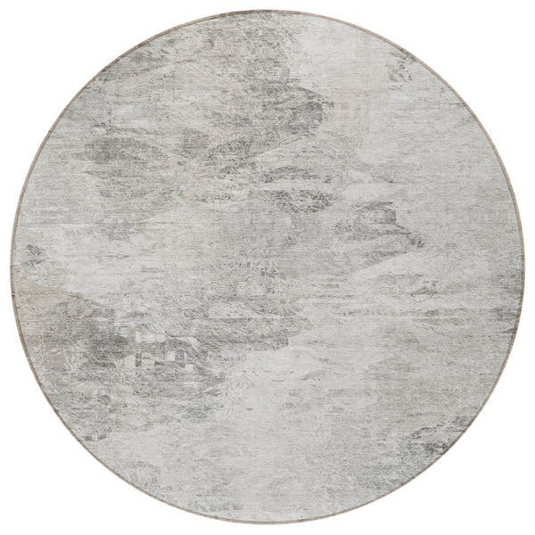 Homeroots 3'' Abstract Washable Indoor Outdoor Area Rug In Beige And Artichoke Green For Versatile Spaces 8' Round Polyester 577627