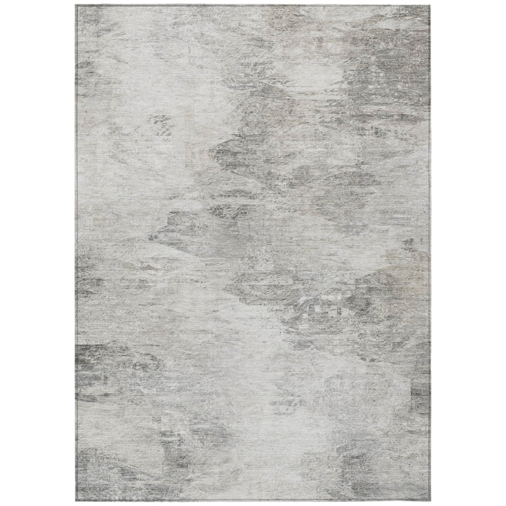 HomeRoots 9' Silver Gray and Ivory Abstract Area Rug – Durable, Washable, Modern Design for Indoor & Outdoor Use 9' X 12' 577629