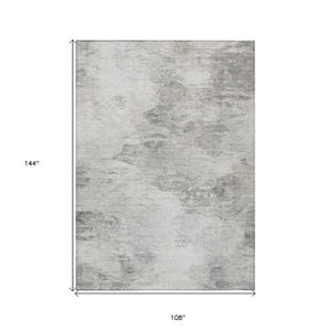 Homeroots 3'' Abstract Washable Indoor Outdoor Area Rug In Beige And Artichoke Green For Versatile Spaces 9' X 12' Polyester 577629