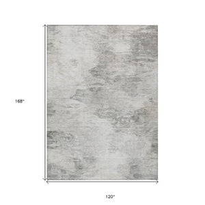 Homeroots 3'' Abstract Washable Indoor Outdoor Area Rug In Beige And Artichoke Green For Versatile Spaces 10' X 14' Polyester 577630