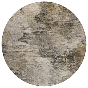 HomeRoots 5' Abstract Taupe Beige and Brown Washable Area Rug for Indoor and Outdoor High-Traffic Spaces 8' Round 577633