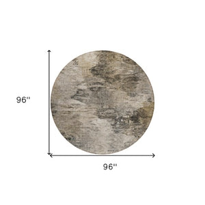 Homeroots 3'' Abstract Washable Indoor Outdoor Area Rug In Beige And Artichoke Green For Versatile Spaces 8' Round Polyester 577633