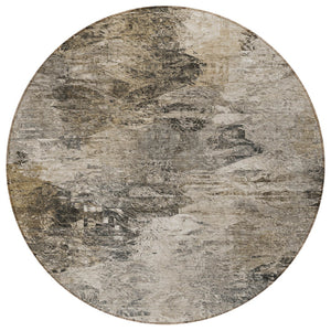 Homeroots 3'' Abstract Washable Indoor Outdoor Area Rug In Beige And Artichoke Green For Versatile Spaces 8' Round Polyester 577633