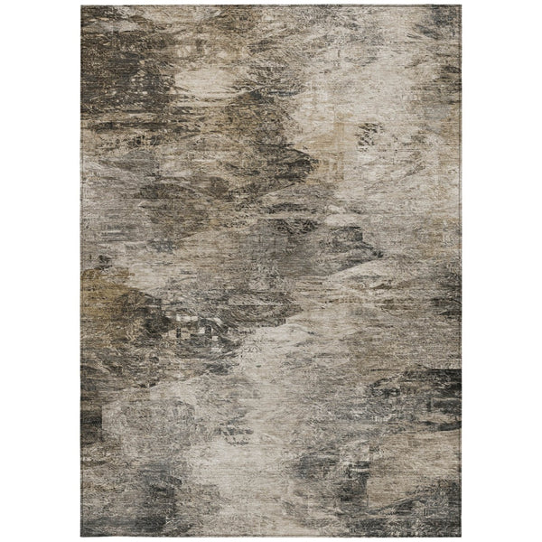 Homeroots 3'' Abstract Washable Indoor Outdoor Area Rug In Beige And Artichoke Green For Versatile Spaces 10' X 14' Polyester 577636