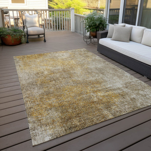 Homeroots 3' Beige Taupe And Ivory Abstract Washable Area Rug For Indoor And Outdoor Spaces, Stylish & Durable 3' X 5' Polyester 577637