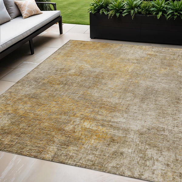 Homeroots 3' Beige Taupe And Ivory Abstract Washable Area Rug For Indoor And Outdoor Spaces, Stylish & Durable 5' X 8' Polyester 577638